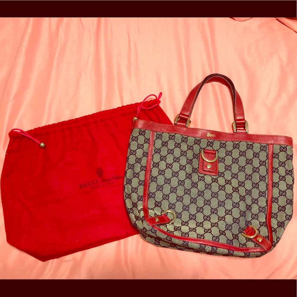 Authentic Gucci GG Jacquard Abbey tote bag